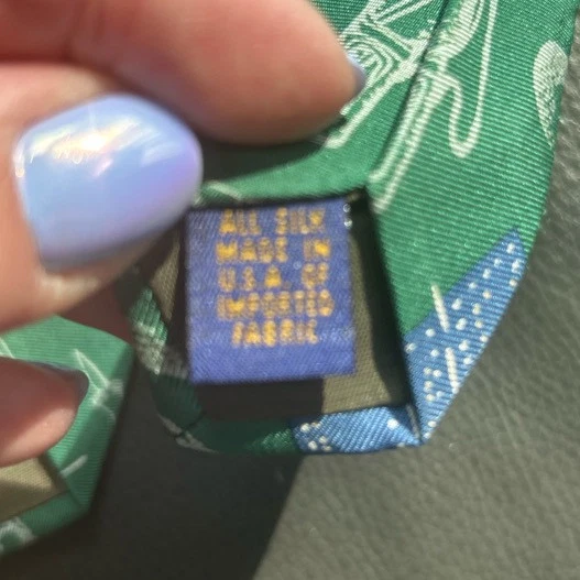 Corbata de cuello Chaps Ralph Lauren 100 % seda temática de golf  Foto 4 de 4