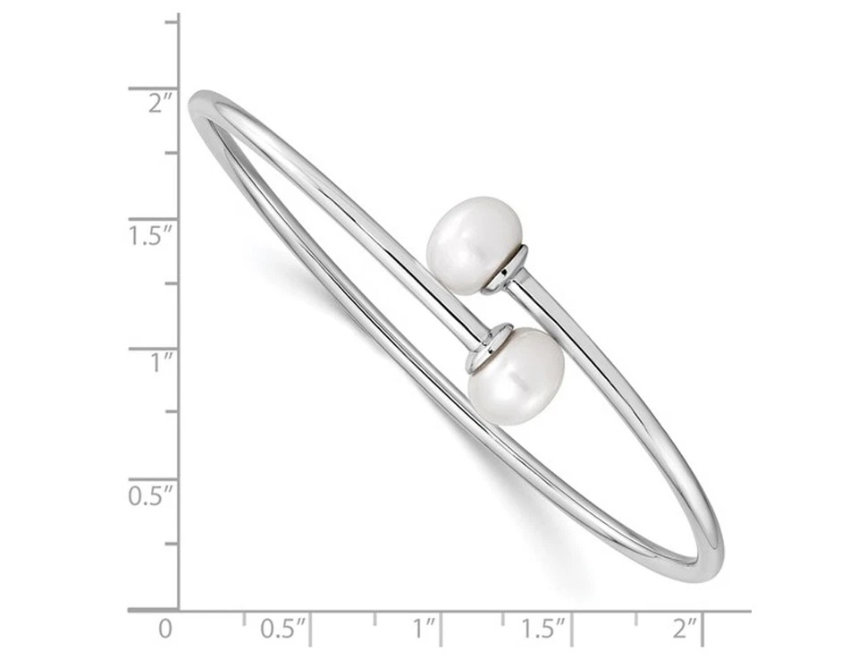 Brazalete de plata de ley de 9-10 mm blanco cultivado de agua dulce Foto 3 de 4