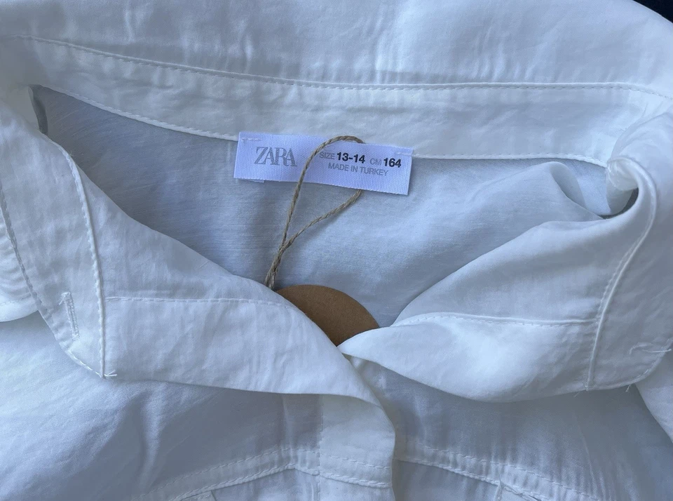 Zara Blanco Lino Talla 13-14 Años Foto 3 de 4