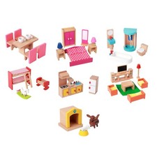 Wooden Dollhouse Furniture Set Pretend Play Toys Play House Supplies Mini
