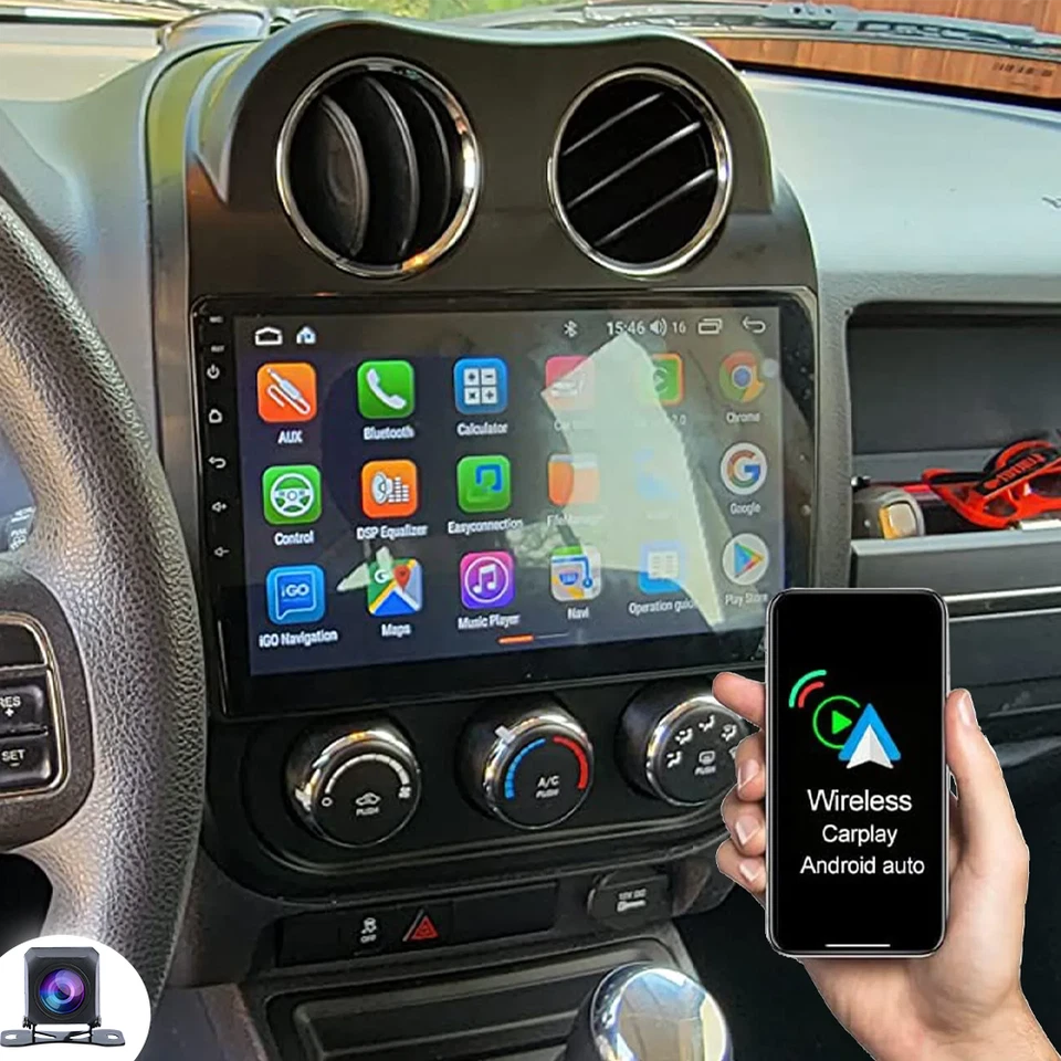 For Jeep Patriot Compass 2009-2016 Apple Carplay Car Stereo Radio GPS Android 13 - Image 2 of 4