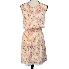 Como Blu X-Large Mini Dress Floral Sleeveless Lined Smocked Waist Keyhole Neck