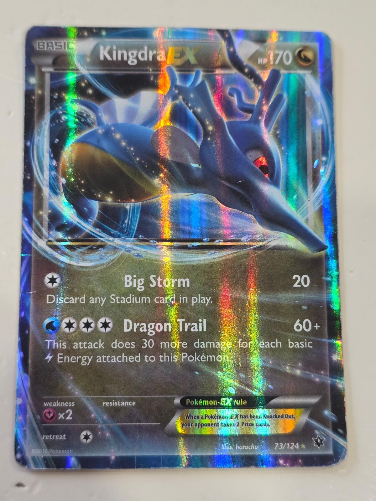 KINGDRA EX 73/124 Holo EX Rare Fates Collide Pokemon Damaged