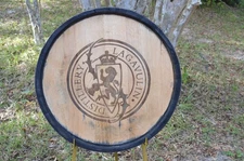 Lagavulin Scotch Whisky Barrel Lid/Head with Outside Metal Ring and Staves