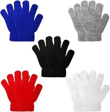 Winter Knit Gloves for Kids Boys and Girls Warm Finger Gloves 3-24 Pairs
