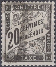 1882 Taxe 20c noir Y&T 17 Postage due Sc J18 cote 150€ cv $175