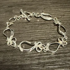 HAGIT GORALI HG ISRAEL BEAUTIFUL WOMENS 925 STERLING SILVER SCROLL BRACELET 8”