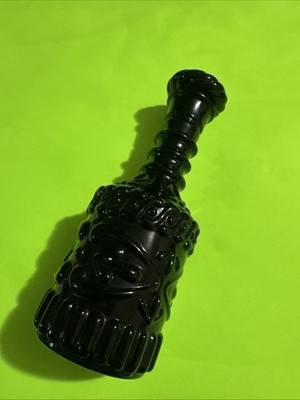 Jim Beam Kentucky Derby Black Pressed Glass Decanter 1970s Art Deco Empty