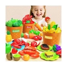 Toddler Toys Play Food Set, Learning Toy Cutting Food with Color So... Fast Ship