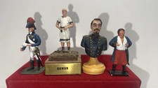    Lot of 4 Hand-Painted Metal Figures Roman Officer Soldier Busts Mixed