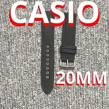 Casio Black Watch Strap Nylon Leather 20MM Used From Japan