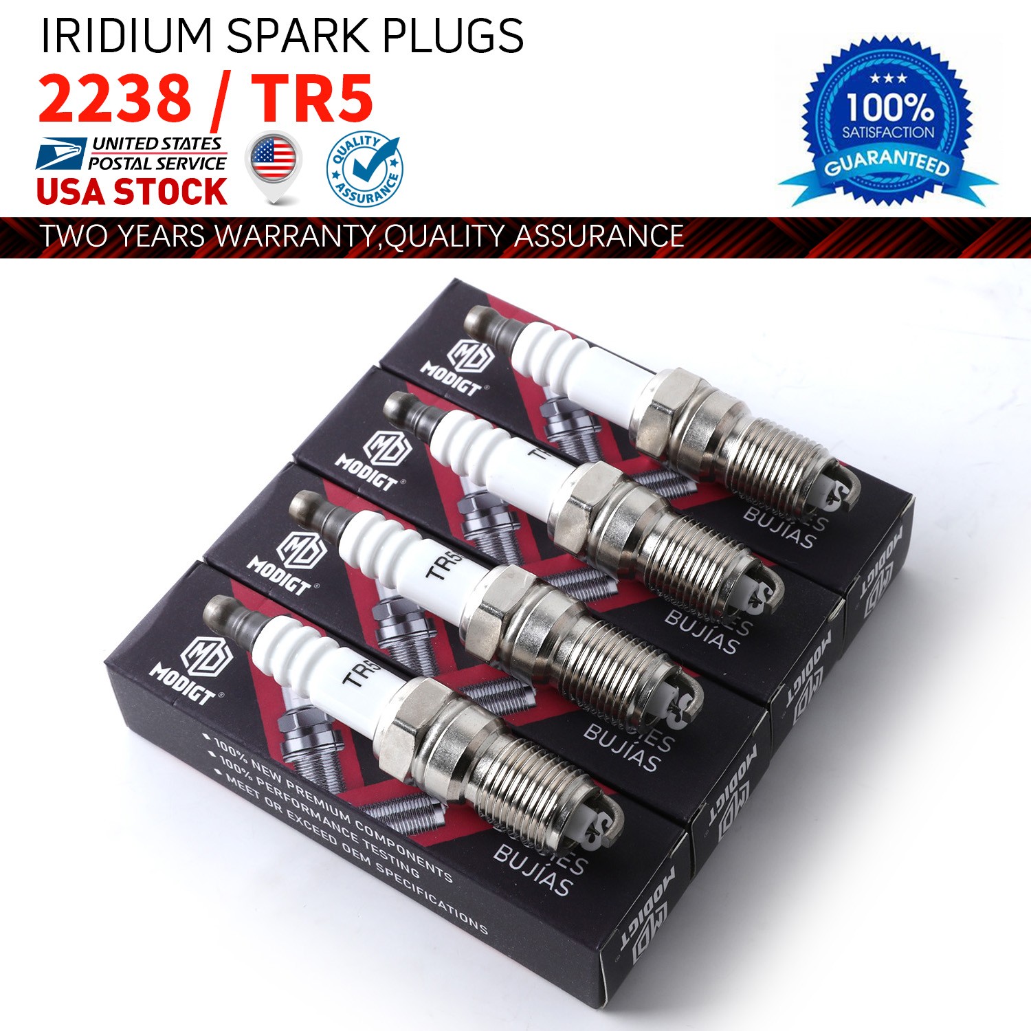Set of 8 Premium OEM 2238 / TR5 Iridium Spark Plugs Kit - New And High Quality