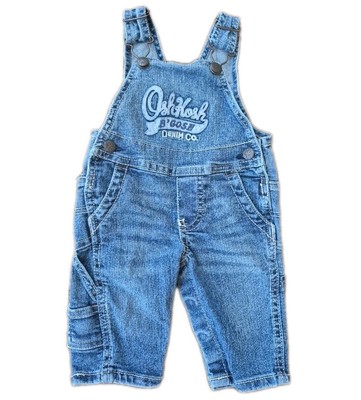 OshKosh B'Gosh Size 3 Months Blue Denim  Overalls Suspenders 