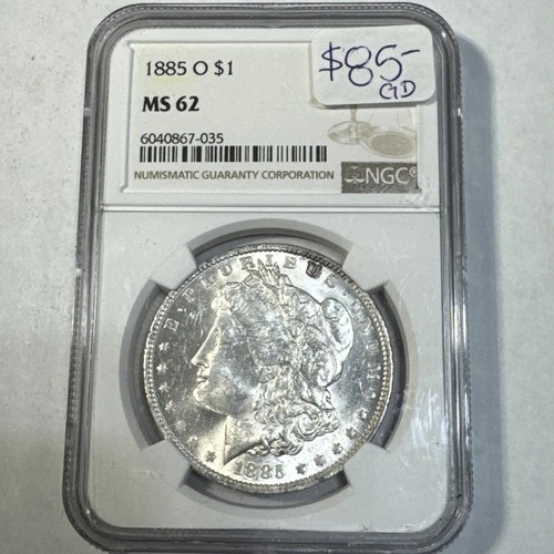 NGC Graded MS 62 90% Silver 1885-O Morgan Dollar COBM-9439