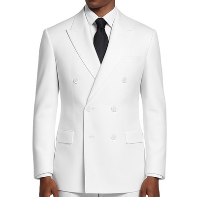 VINCI Men's White Double-Breasted Suit w/ Adjustable Waist, Reg-Fit - NEW