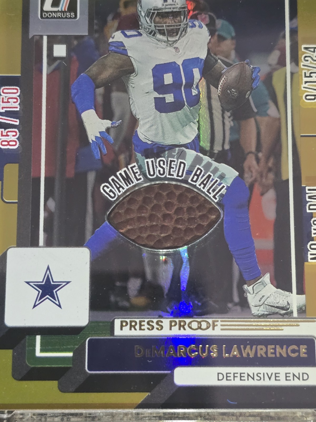 DeMarcus Lawrence /150 Donruss Game Used Ball Patch 2025 Jersey Fusion Ball Star view 4