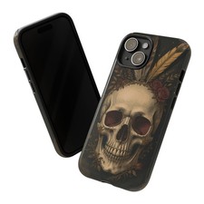 Memento Mori Skull with Feathers phone case Tough Cases For iPhone Samsung