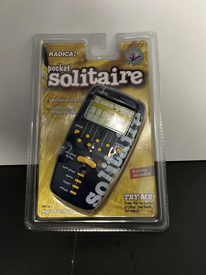 Radica Pocket Solitaire Juego Electrónico Portátil 2 en 1 Klondike Vegas 1998 Nuevo Foto 3 de 4