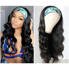 Glueless Human Hair Body Wave Headband Wig 18 Inch - Effortless Style for Bla...