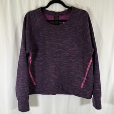 Superdry Sport Sweater Womens 12 Heathered Purple Zip Back Round Neck Breathable