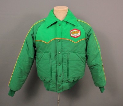 Men's VTG 70s NOS Green Puffer Jacket Coat Sz M 1970s Super Crost Patch Upstream