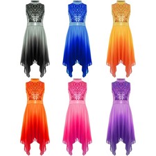 Kids Girls Dress Sequins Dresses Contemporary Dancewear Metallic Worship Tunic