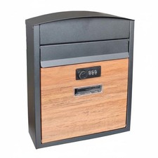 Wood Grain Metal Mailbox Sturdy Construction Combination