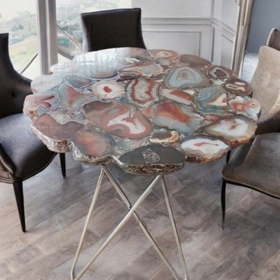 Live Edge Red Agate Coffee Table | Handmade Natural Stone Furniture | Luxury Art