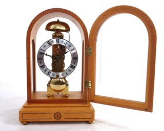 Franz Hermle Skeleton Clock. 791 081. Satin wood case. Working Thames Hospice