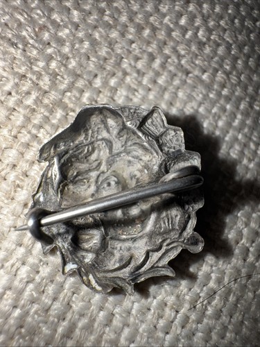 Antique Art Nouveau Women Lady Pin Broach 1850s-1920 Circa Sterling Silver face - Picture 3 of 6
