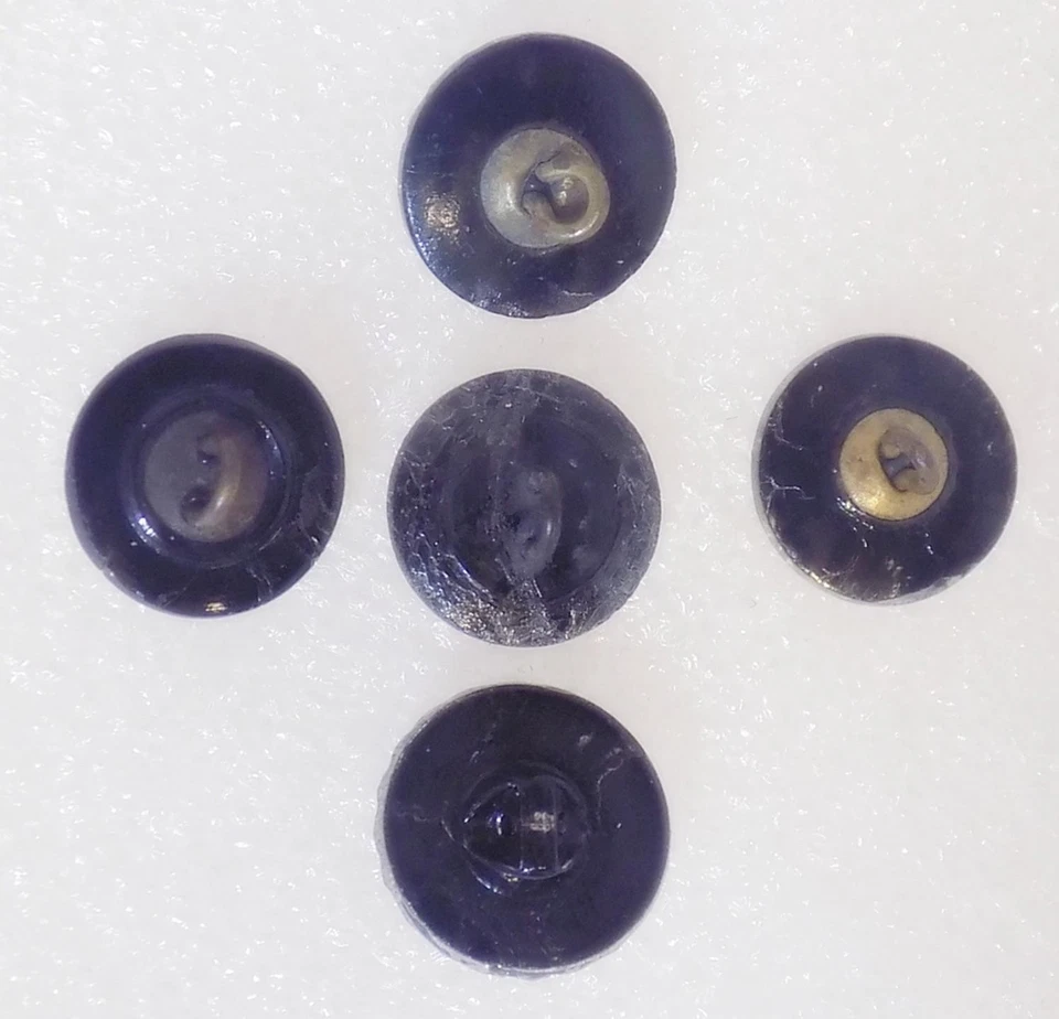 Lot of 5 Silver Luster Black Glass Buttons Lacy Diamond Daisy Swirls SL1 - Image 2 of 4