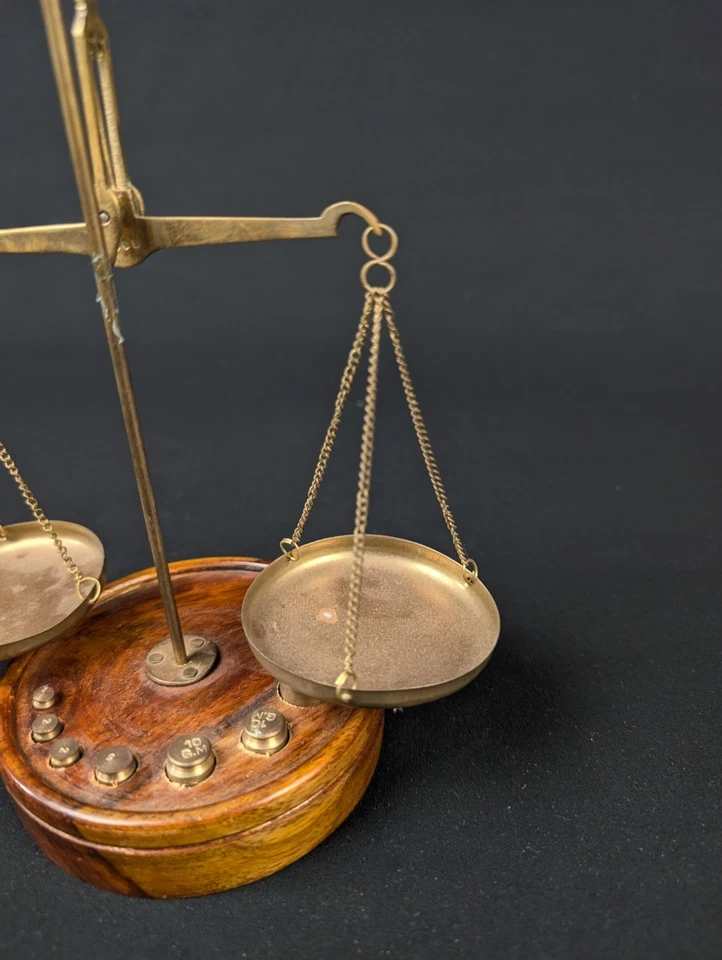 Ancienne balance de précision portable en laiton pour Bijoutier - Photo 3/4