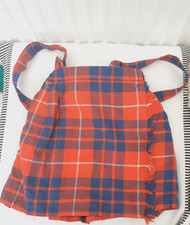 Vintage St.Michael Girl's Tartan Kilt,Skirt.1970's.Shoulder straps.Red,Blue.5 yr