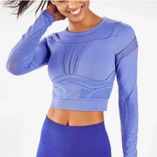 Fabletics Seamless Jaymee Laser Cut Long Sleeve Crop Top Size M