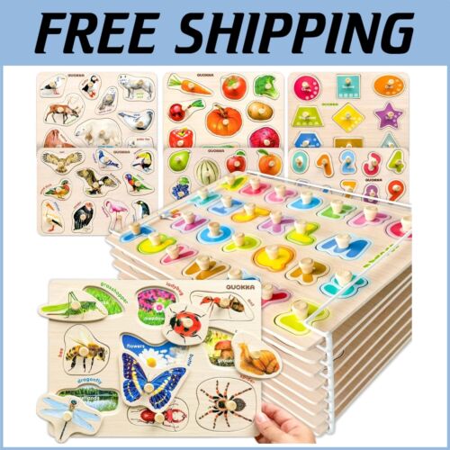 Portable Wooden Puzzle Set for Toddlers 1-3 - Engaging Learning Activities