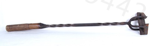 VINTAGE Antique Cattle Branding Iron Original VIV VVI IVV 28" Steel Wood Western - Picture 2 of 7