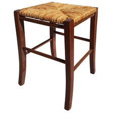 Sgabello Quadro Seduta Paglia 47 Noce senza schienale penisola pub taverna