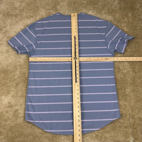 BYLT Shirt Mens XL Blue Striped Basics Drop Cut Lux Short Sleeve Curved Hem - Picture 14 of 17