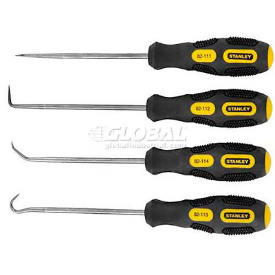Stanley 82-115 4 Piece 6'' Pick  Hook Set Textured Rubber Grip