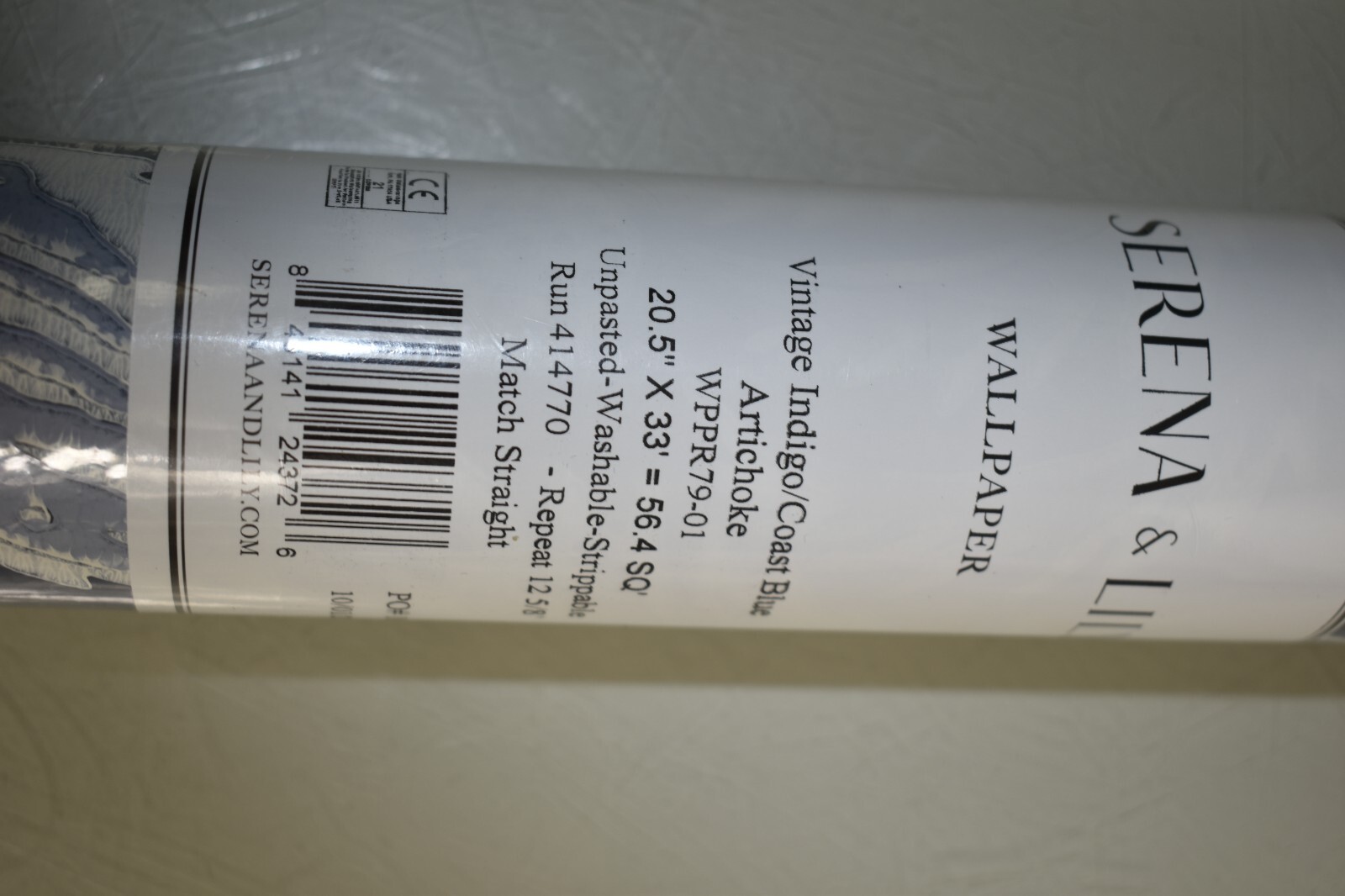 298 NEW Serena & Lily Artichoke Wallpaper Vintage Indigo Coastal Blue