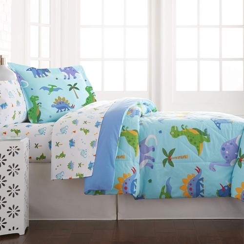 Kids Cotton Twin Comforter Set – Lightweight Dinosaur Theme with Pillow Sham - Picture 6 of 8