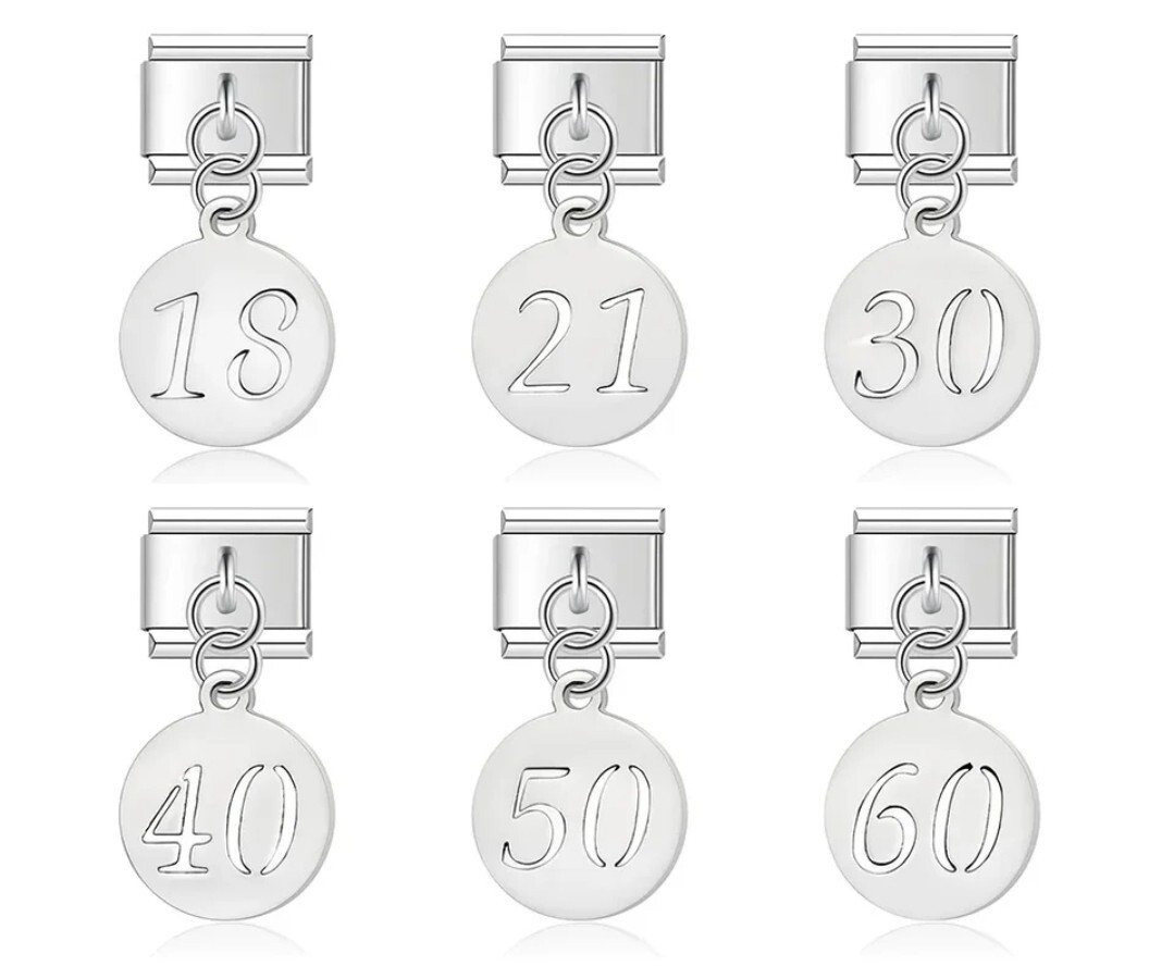 Italian 9mm Special Birthday Charms 18,21,30,40,50
