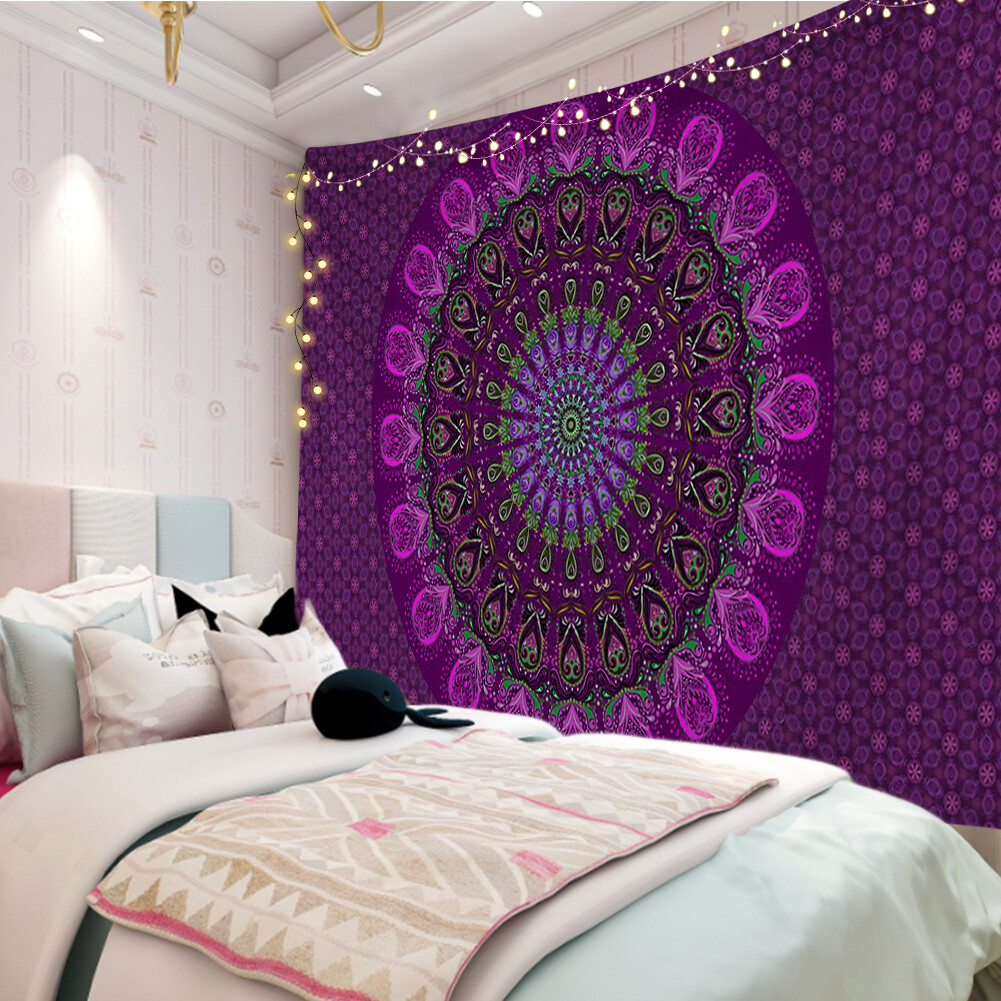 Background Room Wall Art Carpet Purple Mandala Printing Hanging