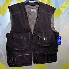 Vintage Vest Mens XL Brown Canvas Hunting Utility Full Zip Carhartt Style Vest
