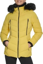 GUESS Women's Midweight Puffer Jacket, Medium, Yellow