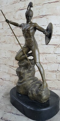 16 '' Western Kunst Bronze Statue Berühmten Römische Krieger Shield Skulptur Sale
