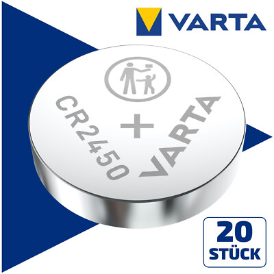 20x Varta CR2450 Lithium Knopfzelle 3V CR 2450 Bulk Neu