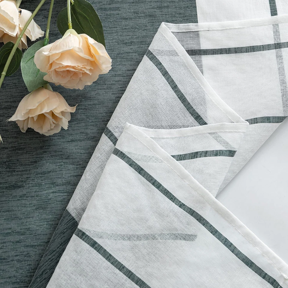 Rideaux rayés Transparent avec œillets Voile Rideaux Salon Moderne Set de 2 R... - Photo 4/4