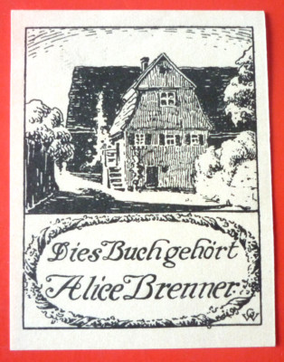 Exlibris, Bookplate ''Alice Brenner'' House, Building