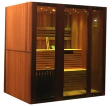 4 6 Person Indoor Wet Dry Traditional Sauna Steam Spa w/ Bluetooth Sound System